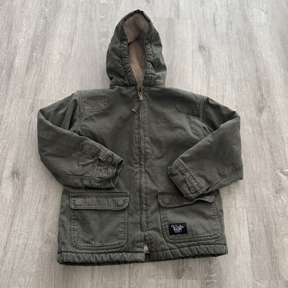 Walls Blizzard Pruf Canvas Hooded Fleece Lined Jacket Coat Youth Medium 8-10